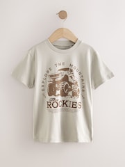 Khaki/Grey/Berry Regular Fit Graphic Print Short Sleeve T-Shirts 3 Pack (3-16yrs) - Image 5 of 7