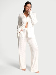 Victoria's Secret Coconut White Eyelet Modal Long Pyjama Set - Image 1 of 3