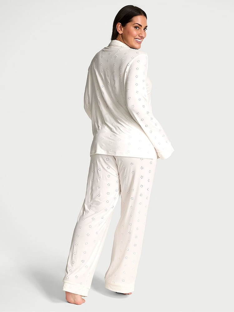 Victoria's Secret Coconut White Eyelet Modal Long Pyjama Set - Image 2 of 3