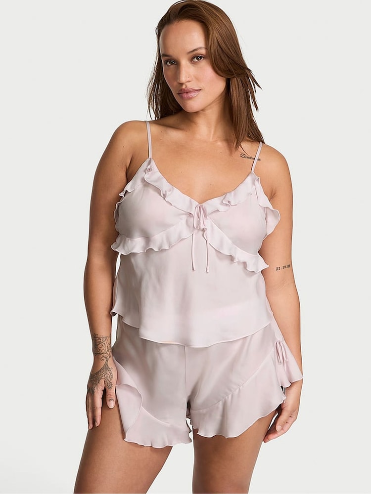 Victoria's Secret Gray Lilac Silky Flutter Ruffled Cami Set - Image 1 of 2