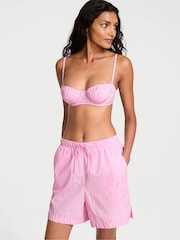 Victoria's Secret Parlour Rose Pink Stripe Cotton Diamante Pyjama Shorts - Image 1 of 2