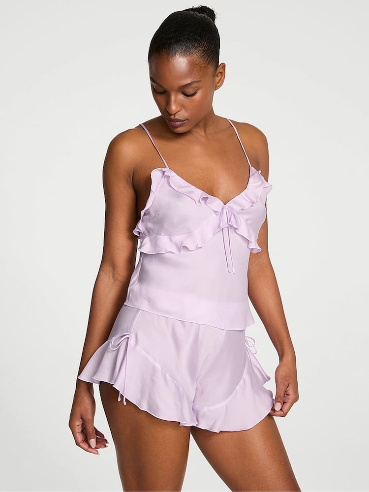 Victoria's Secret Delicate Violet Purple Silky Flutter Ruffled Cami Set - Image 1 of 3