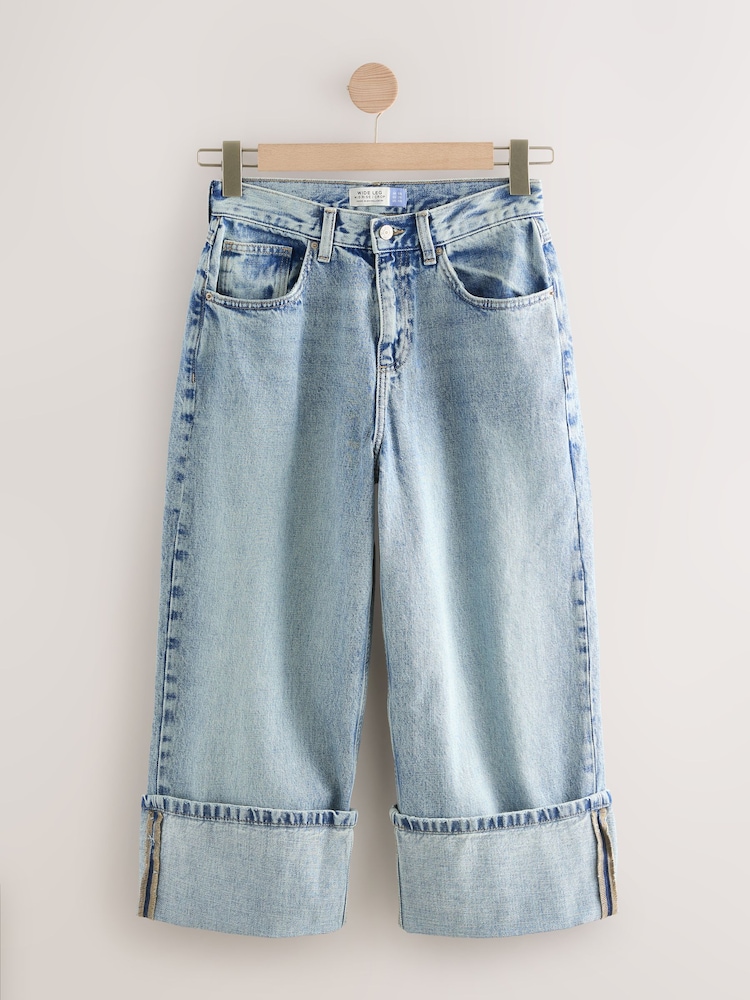 Bleach Hourglass Turn Up Cropped 100% Cotton Jeans - Image 2 of 3
