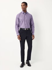 Purple Double Collar 100% Cotton Long Sleeve Trimmed Shirt - Image 2 of 9