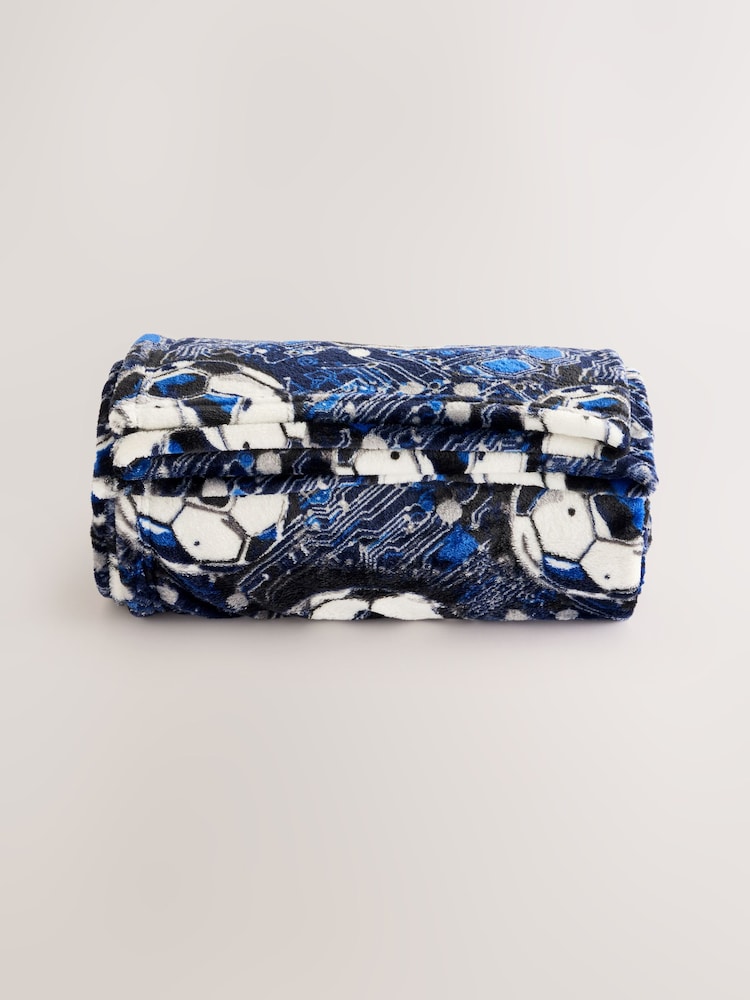 Blue Football Fleece Throw - Image 1 of 1 Blue Football Fleece Throw - Image 1 of 1
