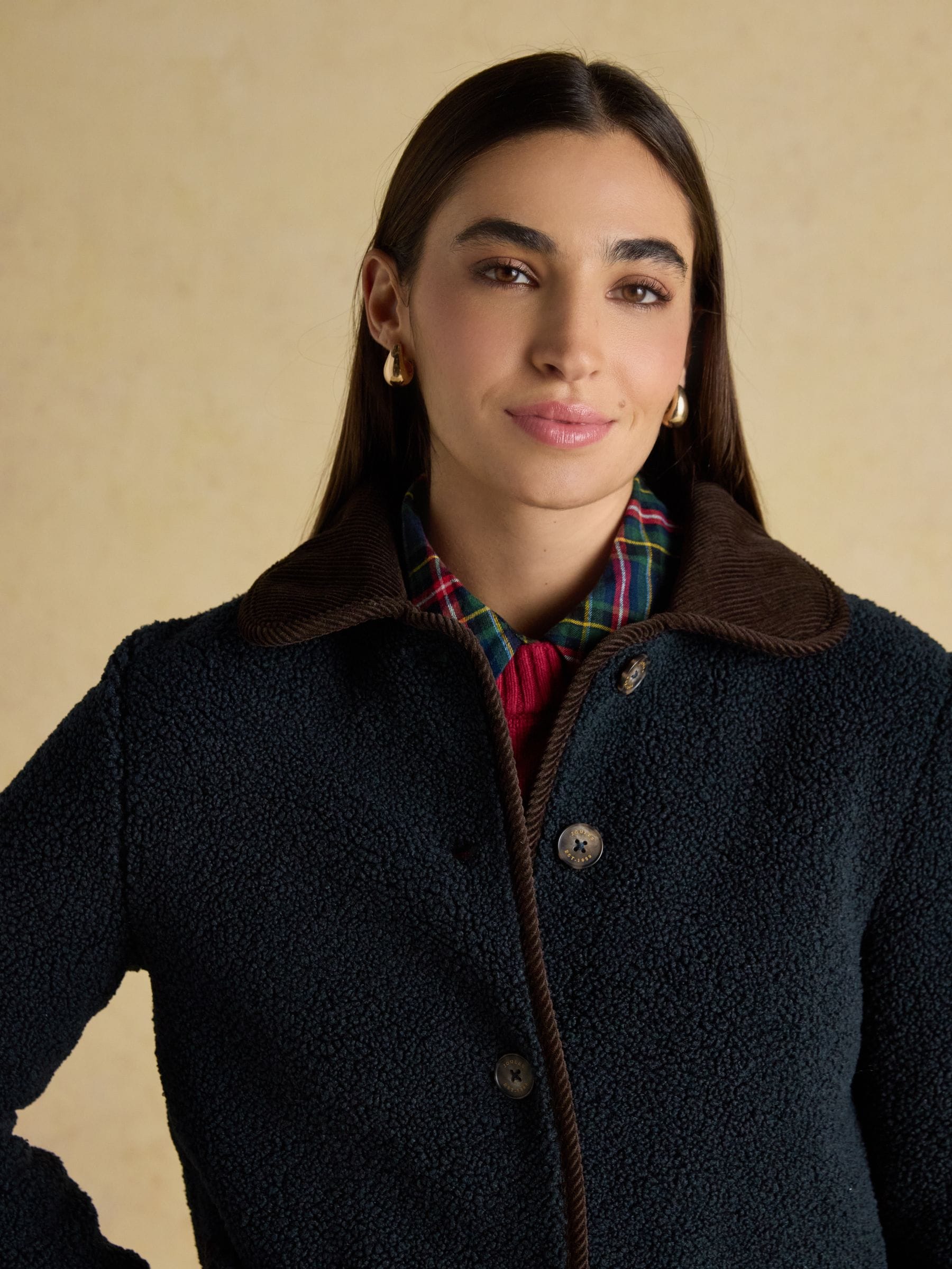 Buy Joules Sadie Navy Fleece Jacket with Button Fastening from the