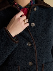 Joules Sadie Navy Collared Fleece Jacket - Image 5 of 8