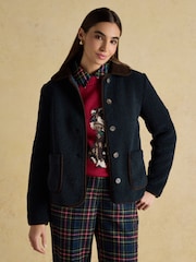 Joules Sadie Navy Collared Fleece Jacket - Image 6 of 8