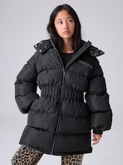 smALLSAINTS Black Waisted Longline Padded Coat - Image 1 of 16