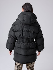 smALLSAINTS Black Waisted Longline Padded Coat - Image 2 of 16