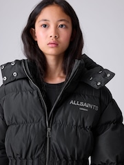 smALLSAINTS Black Waisted Longline Padded Coat - Image 3 of 16