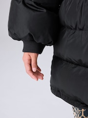 smALLSAINTS Black Waisted Longline Padded Coat - Image 9 of 16