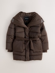 smALLSAINTS Chocolate Brown Tie Waist Padded Coat - Image 1 of 6