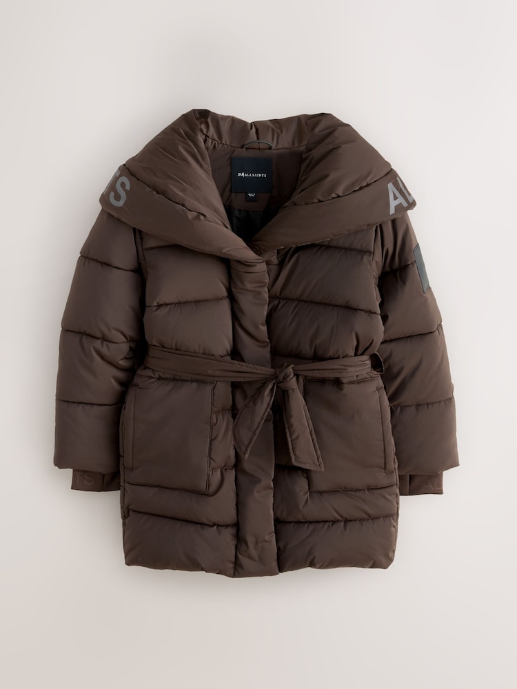 smALLSAINTS Chocolate Brown Tie Waist Padded Coat - Image 1 of 6