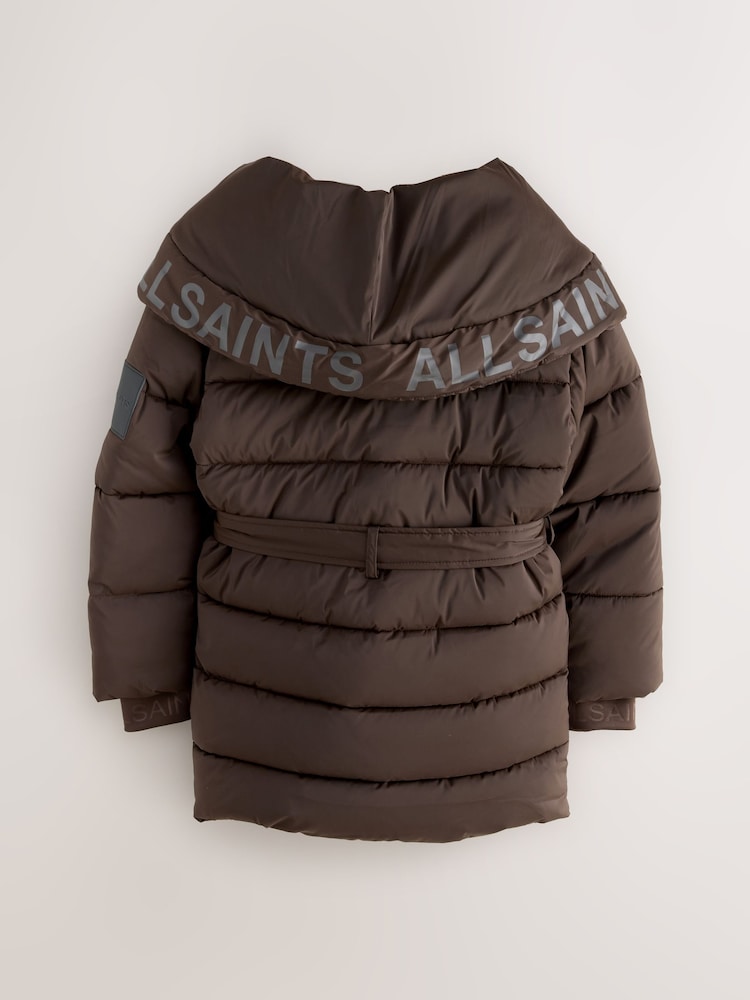 smALLSAINTS Chocolate Brown Tie Waist Padded Coat - Image 2 of 6