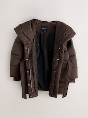 smALLSAINTS Chocolate Brown Tie Waist Padded Coat - Image 3 of 6