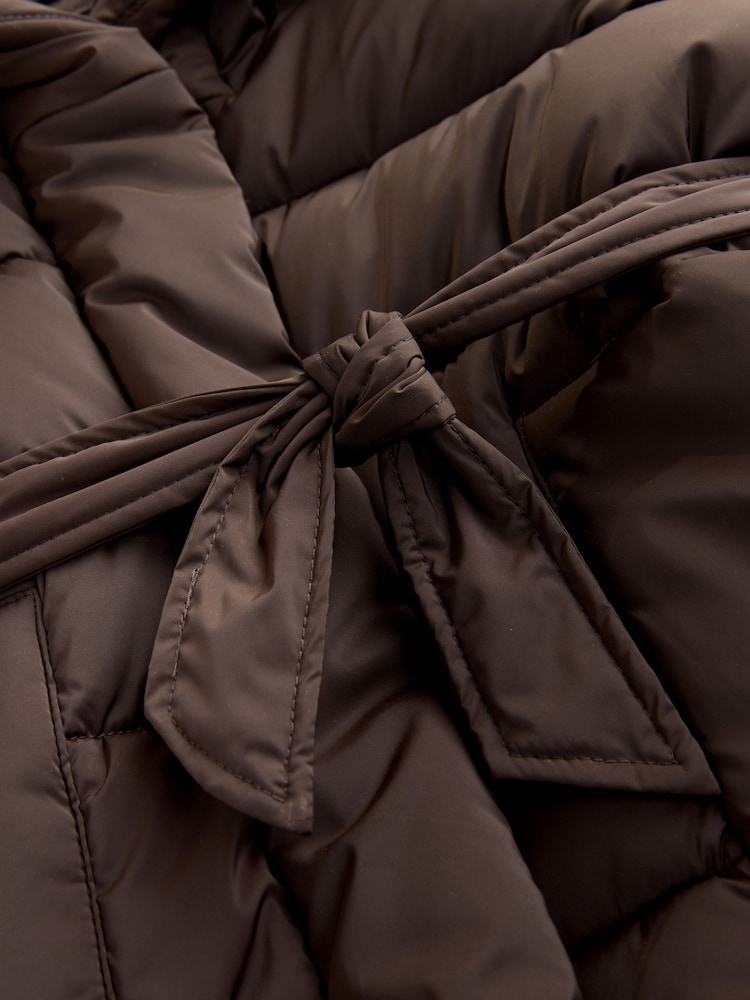 smALLSAINTS Chocolate Brown Tie Waist Padded Coat - Image 6 of 6