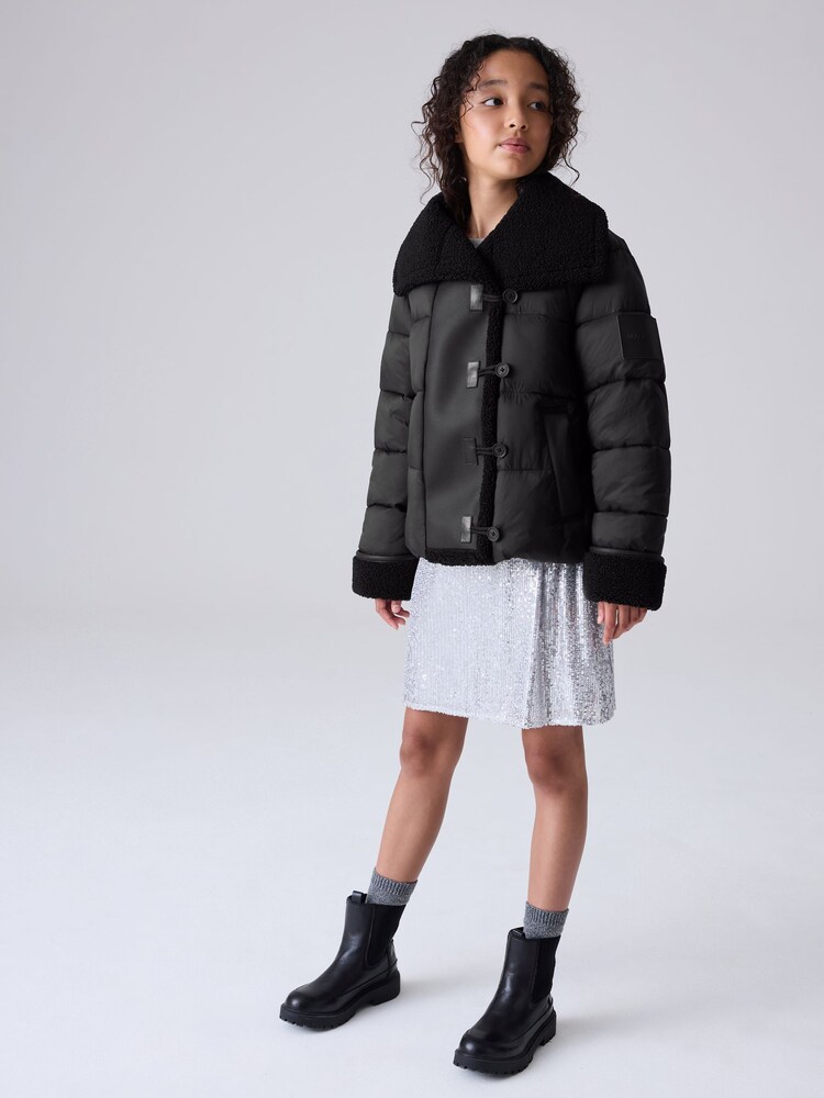 smALLSAINTS Black Padded Aviator Jacket - Image 2 of 16