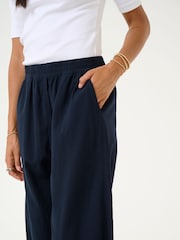 Kaffe Blue KAnaya Casual 100% Cotton Trousers With Elastic Waist - Image 2 of 6