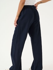 Kaffe Blue KAnaya Casual 100% Cotton Trousers With Elastic Waist - Image 3 of 6
