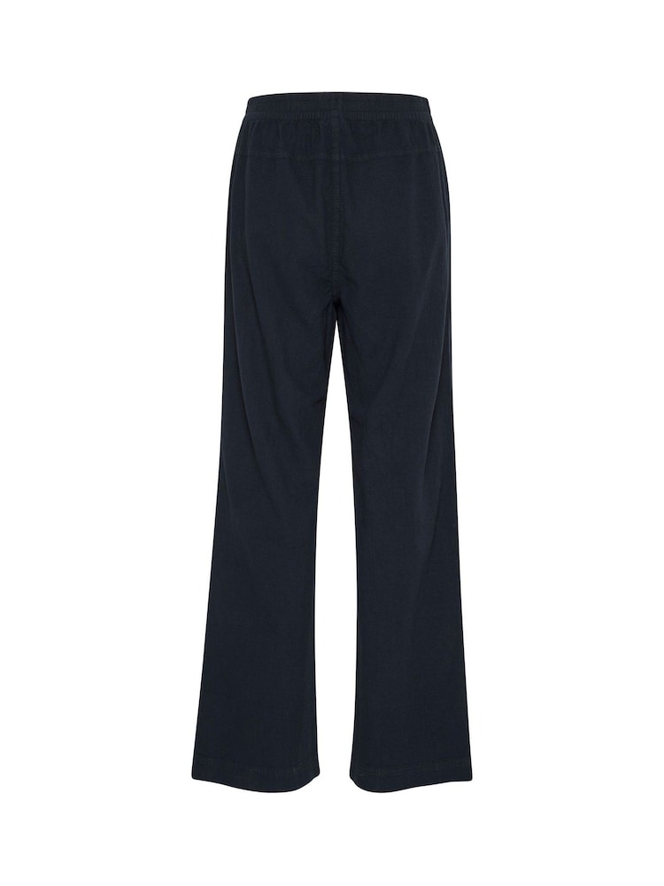 Kaffe Blue KAnaya Casual 100% Cotton Trousers With Elastic Waist - Image 6 of 6