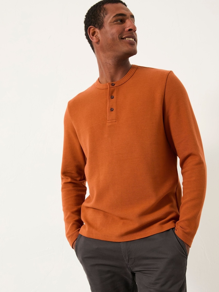 FatFace Henley Rust Brown Heath Textured - Image 1 of 5 FatFace Henley Rust Brown Heath Textured - Image 1 of 5