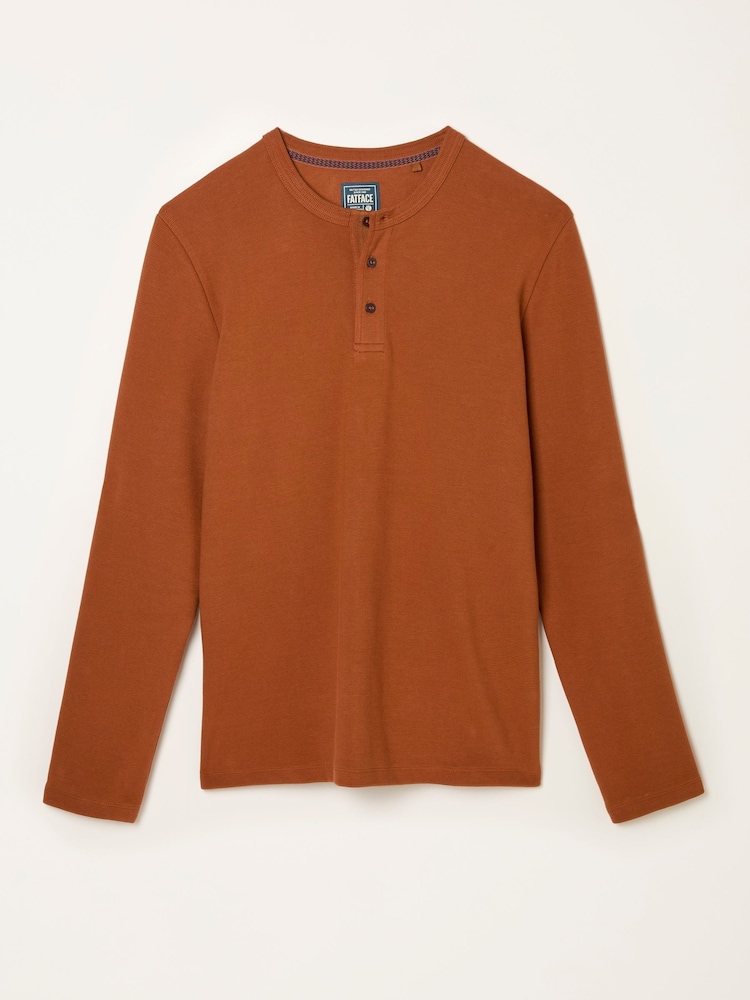 FatFace Henley Rust Brown Heath Textured - Image 5 of 5 FatFace Henley Rust Brown Heath Textured - Image 5 of 5