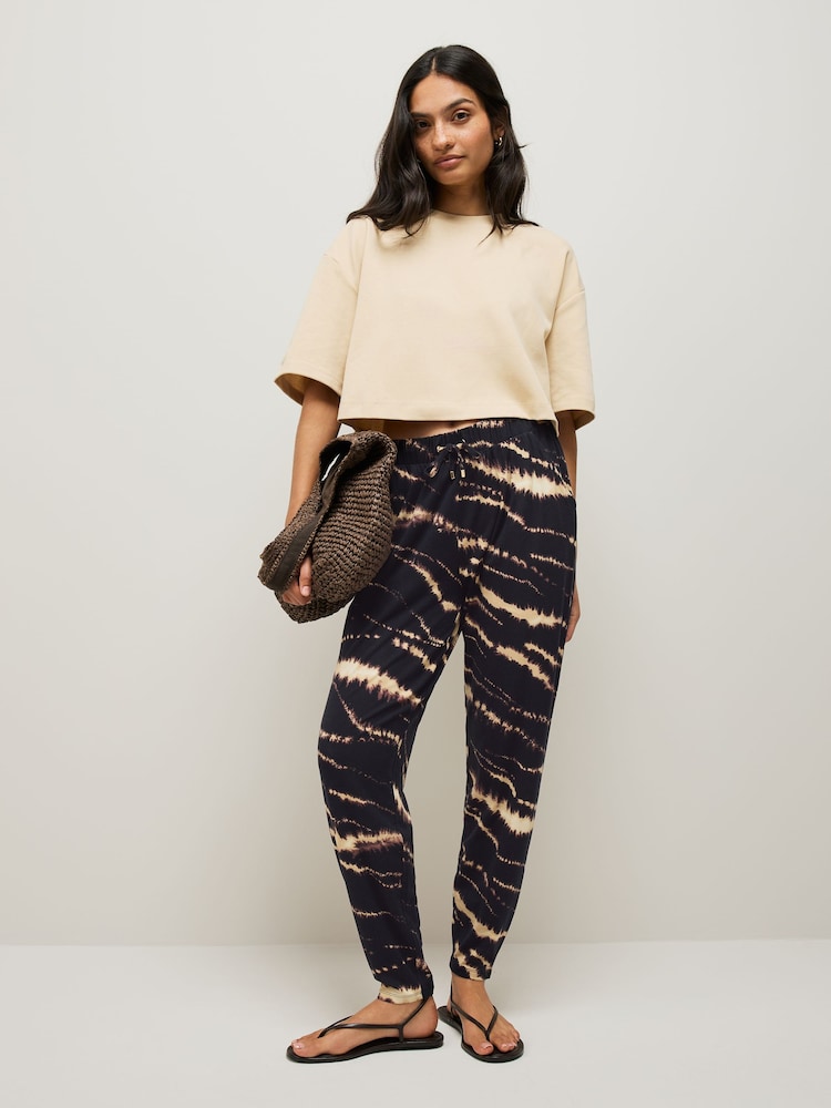Black/White Tie Dye Jersey Joggers - Image 2 of 8