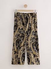 Black/Gold Paisley Print Wide Leg Jersey Culottes - Image 5 of 7
