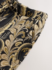 Black/Gold Paisley Print Wide Leg Jersey Culottes - Image 7 of 7