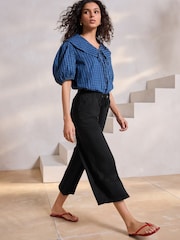 Black Wide Leg Jersey Culottes - Image 2 of 8
