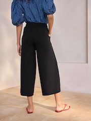 Black Wide Leg Jersey Culottes - Image 4 of 8