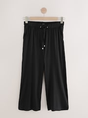 Black Wide Leg Jersey Culottes - Image 6 of 8