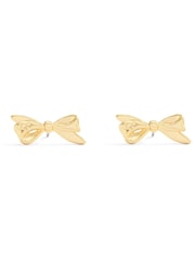 COACH Gold Tone Signature Bow Stud Earrings - Image 1 of 3