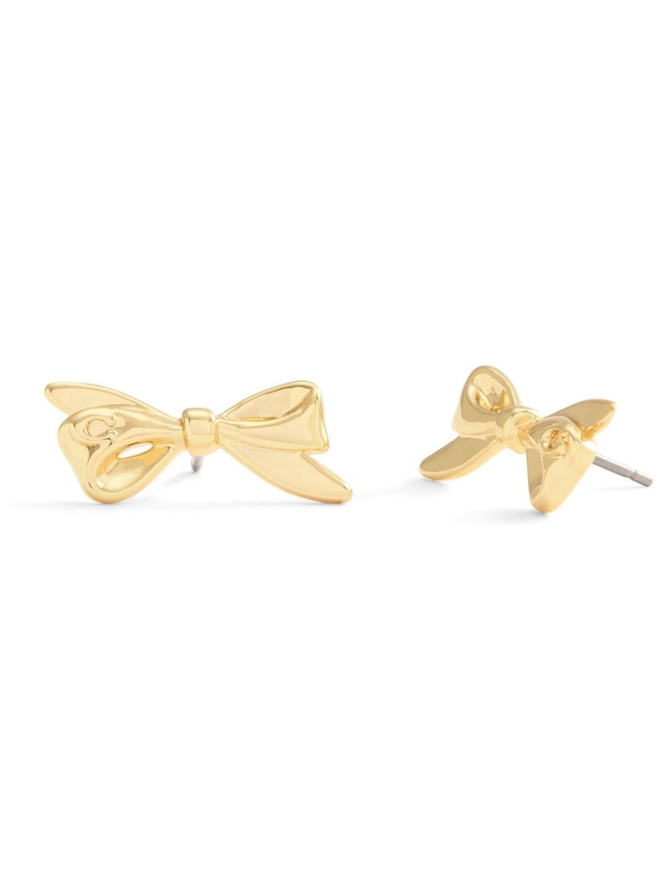 COACH Gold Tone Signature Bow Stud Earrings - Image 2 of 3