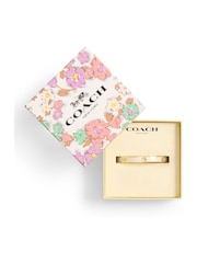 COACH Gold Tone Signature Tea Rose Enamel Bangle Boxed Bracelet - Image 5 of 5