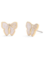COACH Gold Tone Signature Butterfly Stud Earrings - Image 2 of 3