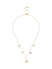 COACH Gold Tone Signature Floral Mini Charm Bib Necklace - Image 1 of 3