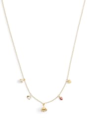 COACH Gold Tone Signature Floral Mini Charm Bib Necklace - Image 2 of 3