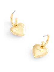COACH Gold Tone Signature Heart Charm Huggie Earrings - Image 3 of 3