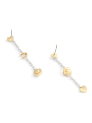 COACH Gold Tone Signature Tea Rose and Heart Linear Earrings - Image 3 of 4