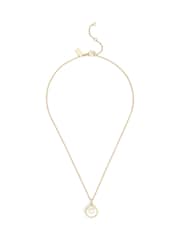 COACH Gold Tone Signature Mother of Pearl Coin Pendant Necklace - Image 1 of 3