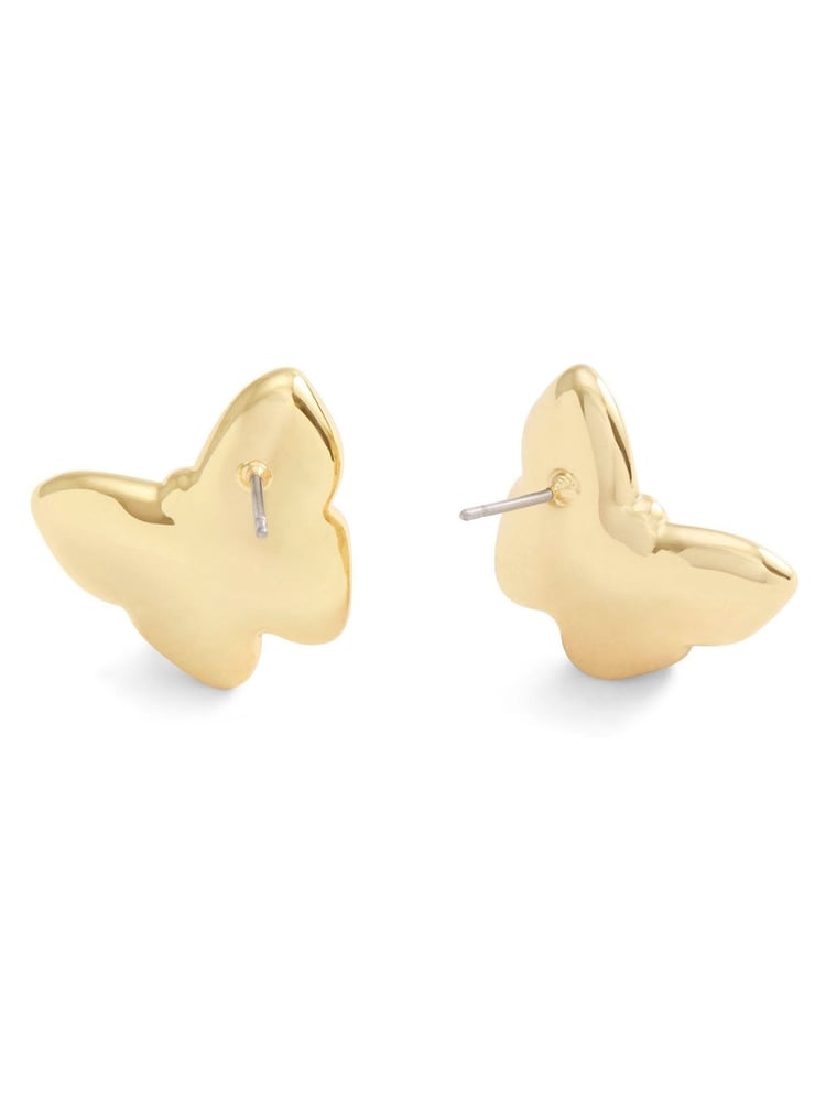 COACH Gold Tone Signature Mother of Pearl Butterfly Stud Earrings - Image 3 of 3 COACH Gold Tone Signature Mother of Pearl Butterfly Stud Earrings - Image 3 of 3