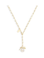 COACH Gold Tone Signature Mother of Pearl Coin Charm Y Necklace - Image 3 of 4