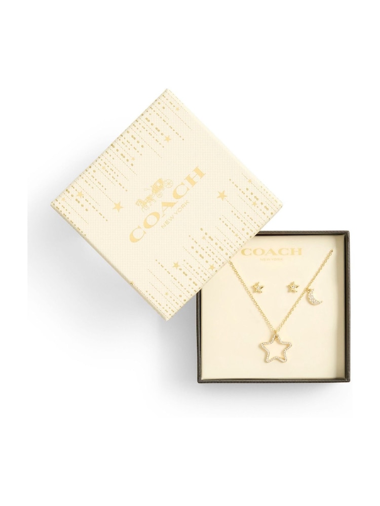 COACH Gold Tone Signature Celestial Star Boxed Jewelry Set - Image 6 of 6