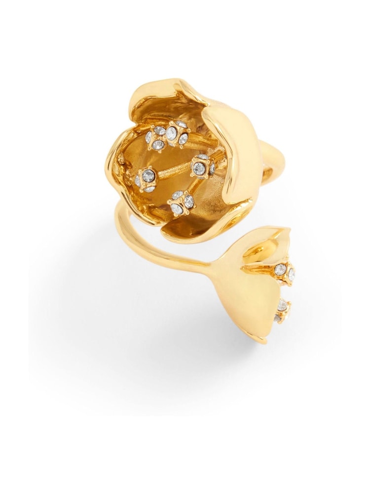 COACH Gold Tone Statement Floral Cocktail Ring - Image 1 of 3