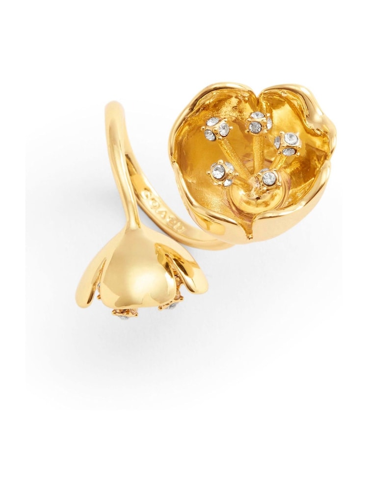 COACH Gold Tone Statement Floral Cocktail Ring - Image 2 of 3