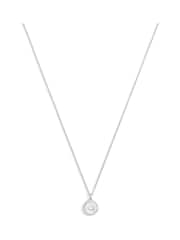 COACH Silver Tone Signature Mother of Pearl Coin Pendant Necklace - Image 2 of 3