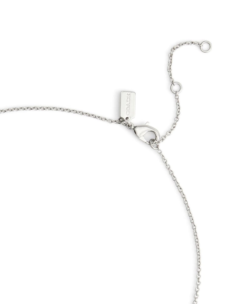 COACH Silver Tone Signature Mother of Pearl Coin Pendant Necklace - Image 3 of 3