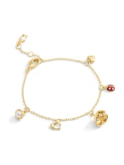 COACH Gold Tone Signature Floral Mini Charm Bracelet - Image 2 of 4